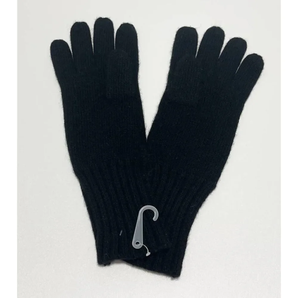 Frye Leather Patch Long Knit Wool Gloves Frye Stamped Black Large / Extra Large - Picture 3 of 6